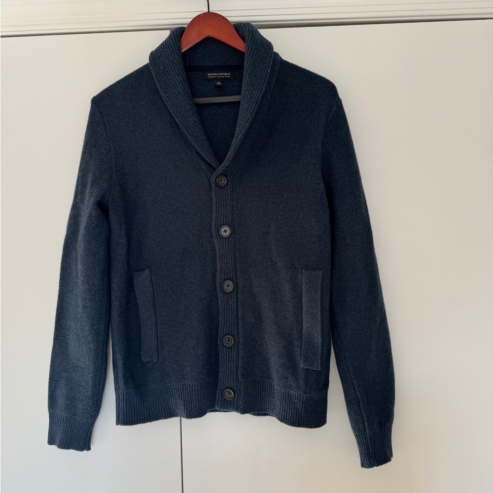 Men's Banana Republic Shawl Collar Cardigan Sweater Italian Merino Wool S